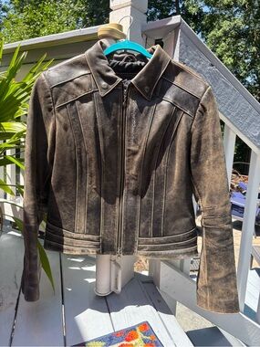 Harley-Davidson Women's Genuine Distressed Brown Leather Zip Jacket